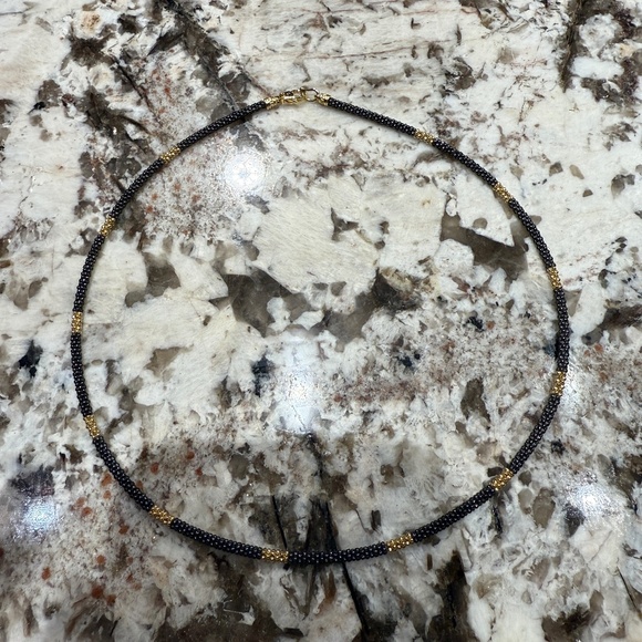 LAGOS Gold & Black Caviar 18K Gold & Ceramic Long Station Necklace 16" - Picture 2 of 6